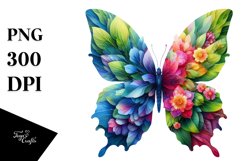 Butterfly with 3D Looking Flowers PNG Product Image 3