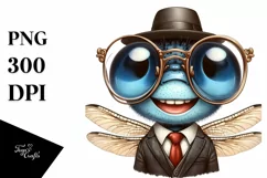 Detailed Dragonfly Suit Portrait Clipart Product Image 3