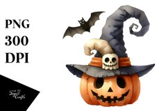 Funny Halloween Hat Watercolor Clipart Product Image 1