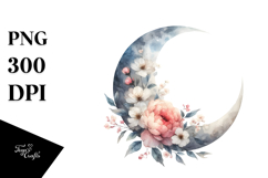 Vibrant Half Moon with Flowers PNG Product Image 1