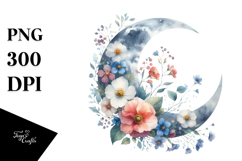 Vibrant Half Moon with Flowers PNG Product Image 1