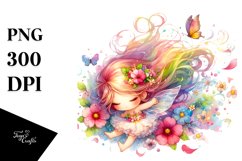 Watercolor Cute Fairy Petals Wind Sublimation Clipart Product Image 3