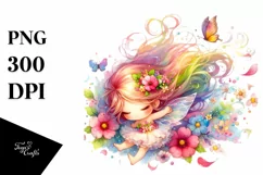 Watercolor Cute Fairy Petals Wind Sublimation Clipart Product Image 3