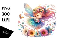 Watercolor Cute Fairy Petals Wind Sublimation Clipart Product Image 3