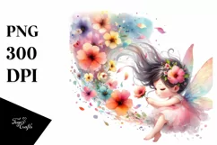 Watercolor Cute Fairy Petals Wind Sublimation Clipart Product Image 3