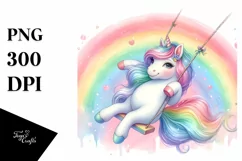 Colorful Unicorn Swinging Rainbow | Sublimation Clipart Product Image 3
