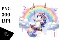 Colorful Unicorn Swinging Rainbow | Sublimation Clipart Product Image 3