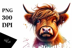 Highland Calf Winking Victory Sign PNG Product Image 1
