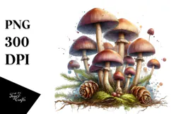 Magical Mushroom Watercolor, PNG Product Image 1