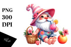 Cute Gnome Drinking a Cocktail PNG Product Image 1