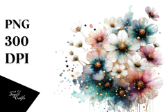 Chic Cosmos with Metallic Accents, PNG Product Image 1