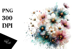 Chic Cosmos with Metallic Accents, PNG Product Image 1