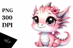 Cute Watercolor Small Baby Dragon Smiling | Sublimation Product Image 1