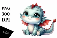 Cute Watercolor Small Baby Dragon Smiling | Sublimation Product Image 1