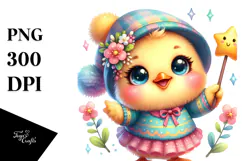 Colorful Baby Chicken with Spring Clothes PNG Product Image 1