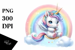 Cute Baby Unicorn Swinging on Rainbow | Sublimation | Product Image 1