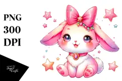 cute Baby Rabbit on Star, Transparent PNG Product Image 1