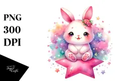 Colorful Cute Baby Rabbit PNG Product Image 1