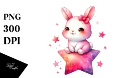 cute Baby Rabbit on Star, Transparent PNG Product Image 1