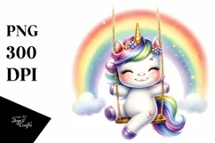 Cute Baby Unicorn Rainbow Clipart Product Image 1