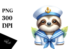 Cute Sloth Sailor Suit Moon PNG Product Image 1