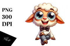 Excited Lamb with Stylish Bow Tie, PNG Product Image 1