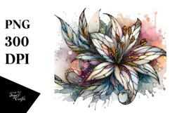 Stained Lily with Golden Insertions PNG Product Image 1