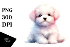Cute Watercolor Bichpoo with Christmas Gifts Product Image 1
