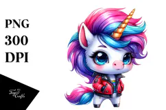 Cute Vibrant Unicorn with Fur Texture PNG Product Image 1