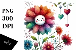Colorful Flower Hearts PNG Product Image 1