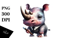 Funny Rhino | Watercolor Clipart Product Image 3