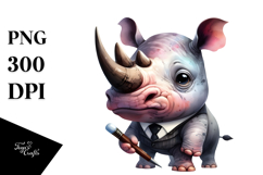 Funny Rhino | Watercolor Clipart Product Image 1