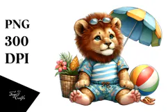 Digital Cute Lion Beachwear PNG Product Image 1