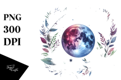 Vibrant Watercolor Boho Moon | Sublimation | Clipart Product Image 1