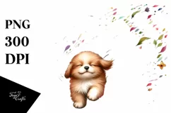 Watercolor Cute Dog Petals Wind Sublimation Clipart Product Image 3