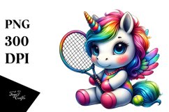 colorful Baby Unicorn with Racket Product Image 1