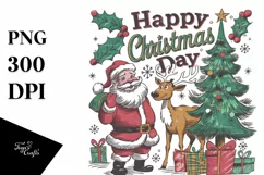 Retro Happy Christmas Day Png Product Image 1