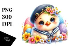 Colorful Smiling Cute Baby Chicken PNG Product Image 1