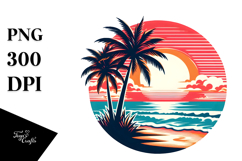 Tropical Beach Sunset, PNG Product Image 1