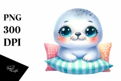 Colorful Baby Seal Watercolor Clipart Product Image 1