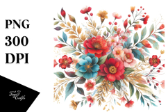 Colorful Red Flowers PNG Product Image 1