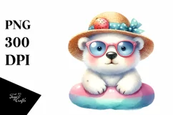 Colorful Baby Polar Bear with Sun Hat and Sunglasses Product Image 3