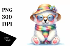 Colorful Baby Polar Bear with Sun Hat and Sunglasses Product Image 3