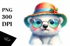 Colorful Baby Polar Bear with Sun Hat and Sunglasses Product Image 1