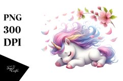 Cute Baby Unicorn Tumbling Spring Petals Wind Product Image 1