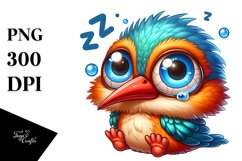 Small Baby Kingfisher Sleeping | Clipart Product Image 1