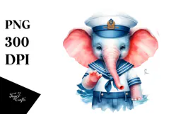 Cute Elephant Sailor Suit PNG Product Image 1
