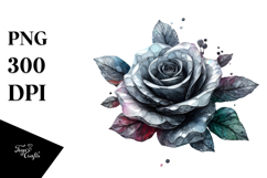 Rose with Watercolor Splash, High-Resolution PNG Product Image 1