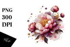 Abstract Peonies Round Wood Splash PNG Product Image 1