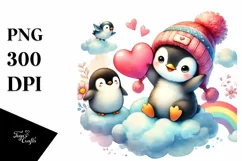Pastel Penguin on Cloud PNG Product Image 1